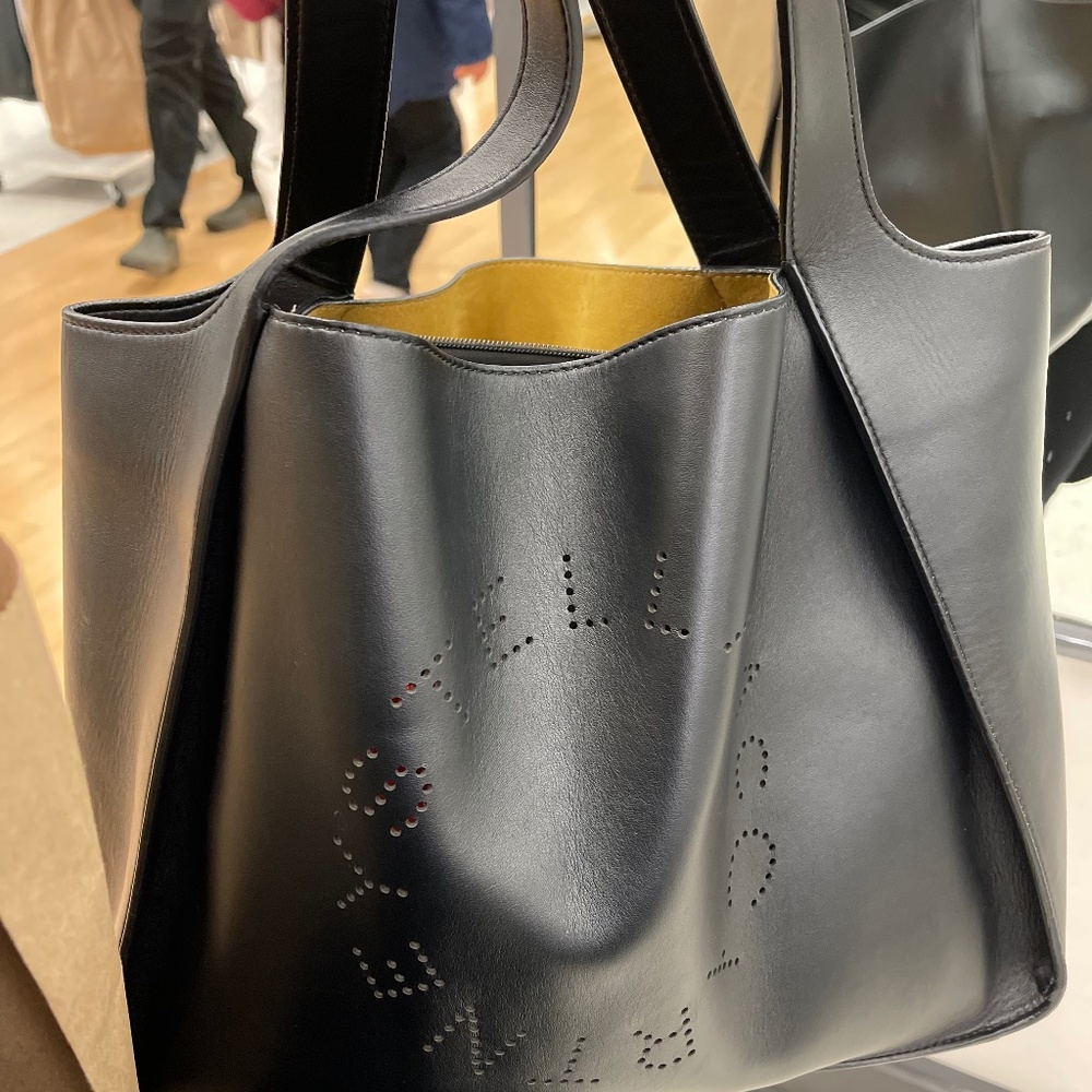 Stella McCartney black leather tote bag purse